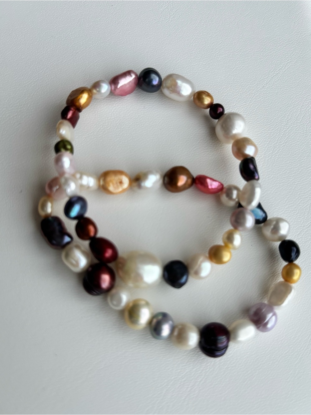 NWT MULTI-Color Cultured Freshwater Pearl Stretch stack Bracelet Set | Set of 2 - Picture 7 of 12